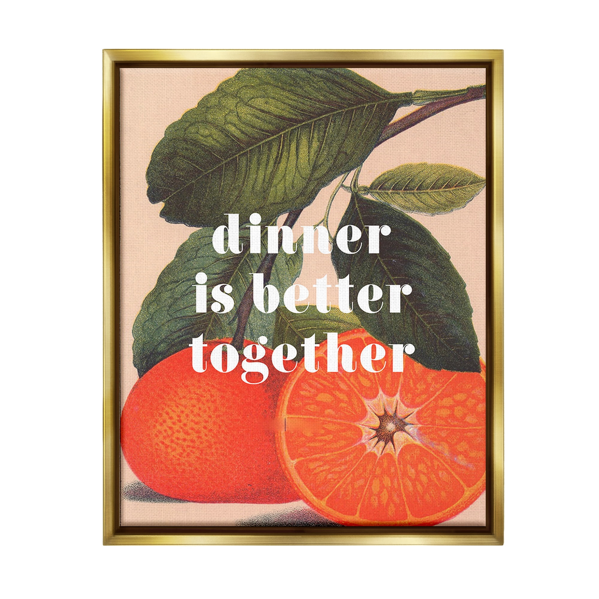 Stupell Industries Dinner Better Together Food & Beverage Painting Gold Floater Framed Canvas Art Print Wall Art, 25 x 31