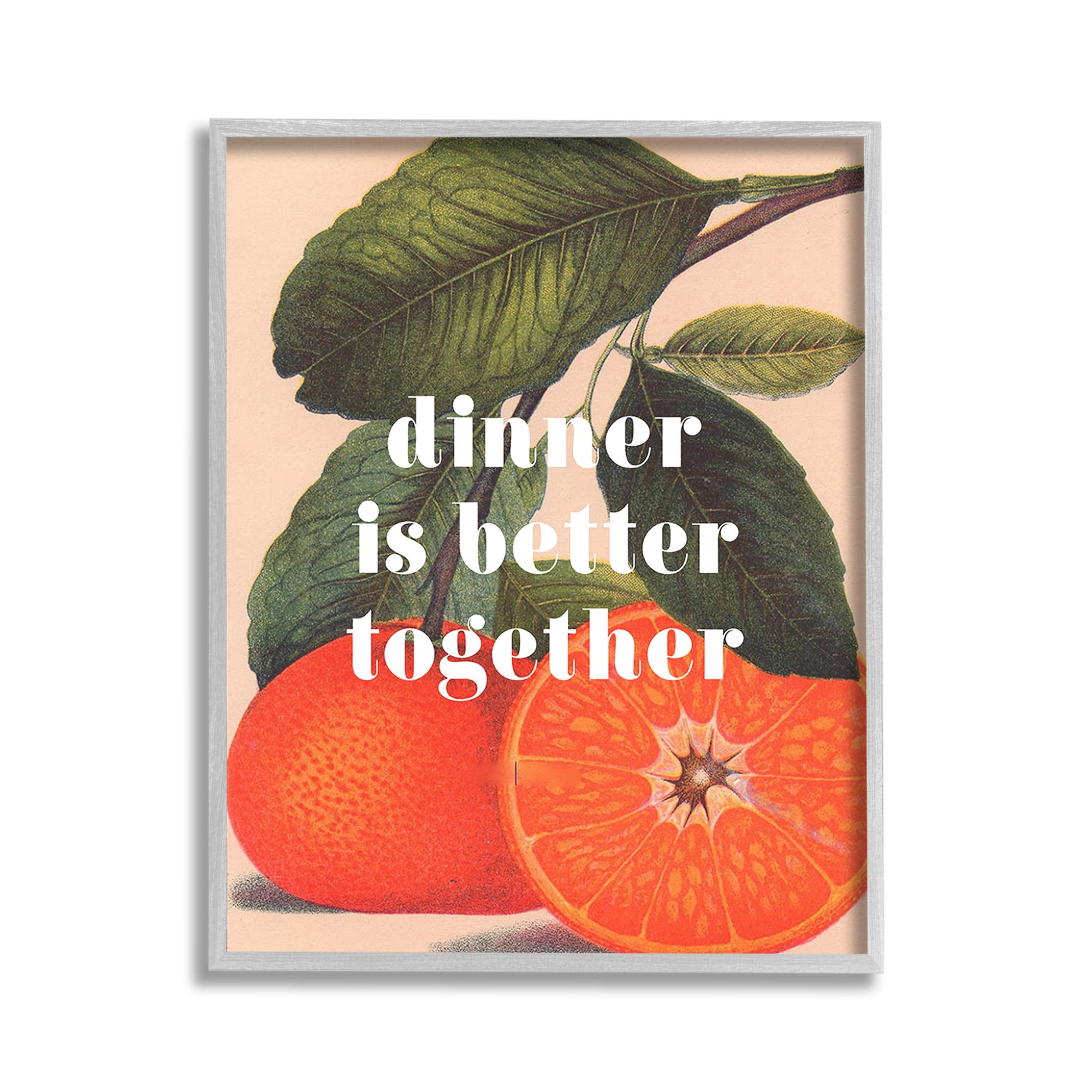 Stupell Industries Dinner Better Together Food & Beverage Painting Gray Framed Art Print Wall Art, 11 x 14