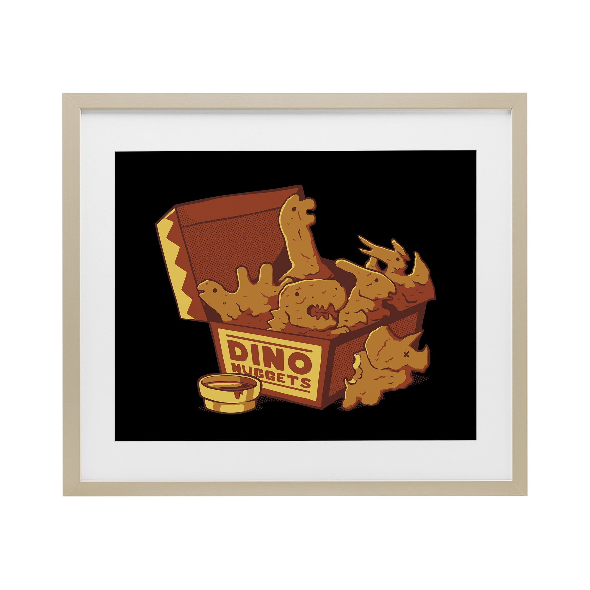 Stupell Industries Dino Nuggets with Sauce Birch Framed Print Under Glass, design by Tobe Fonseca