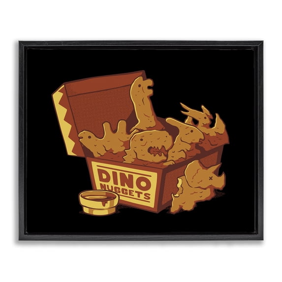 Stupell Industries Contemporary Dino Nuggets with Sauce Black Floating Frame Canvas Art, 21 x 17, by Tobe Fonseca