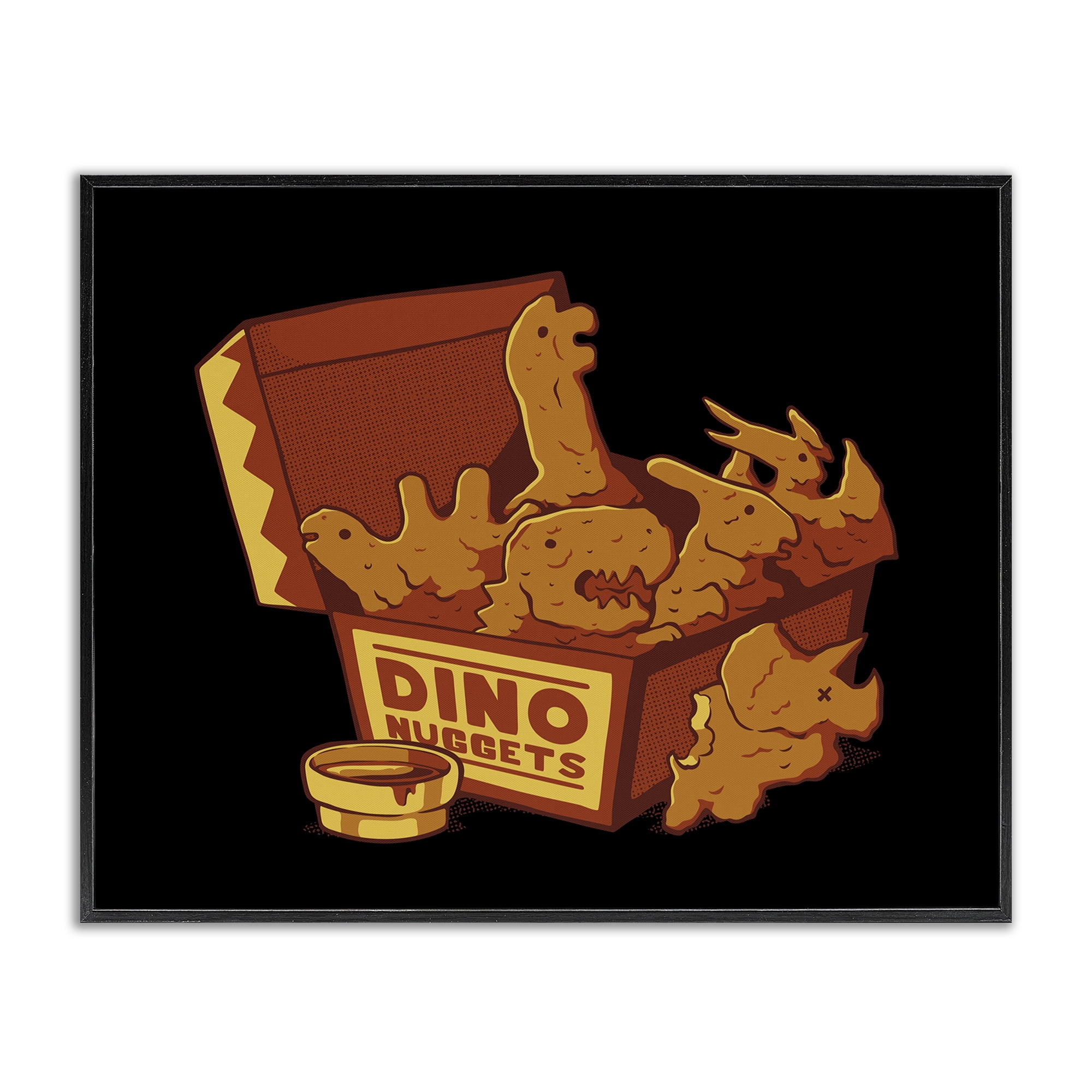 Stupell Industries Dino Nuggets with Sauce Black Framed Giclee Art, design by Tobe Fonseca