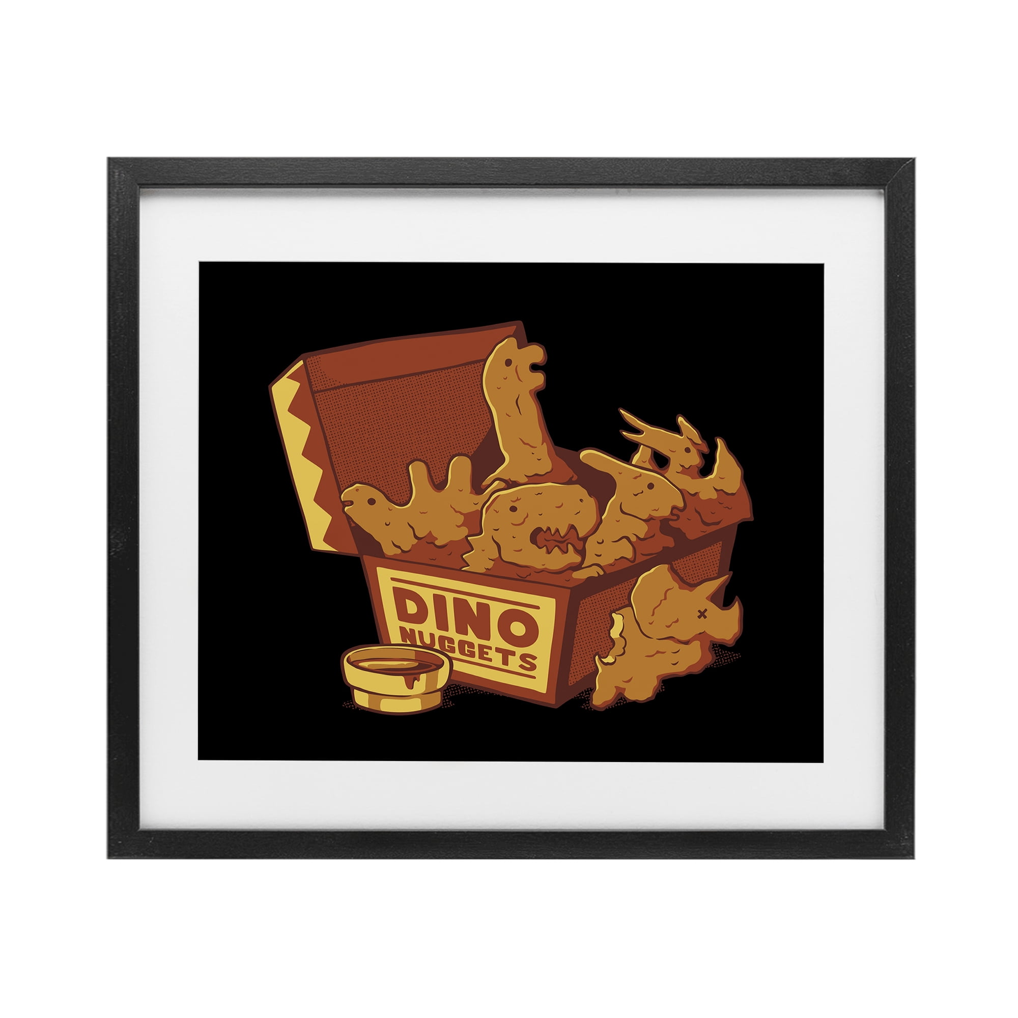 Stupell Industries Dino Nuggets with Sauce Black Framed Print Under Glass, design by Tobe Fonseca