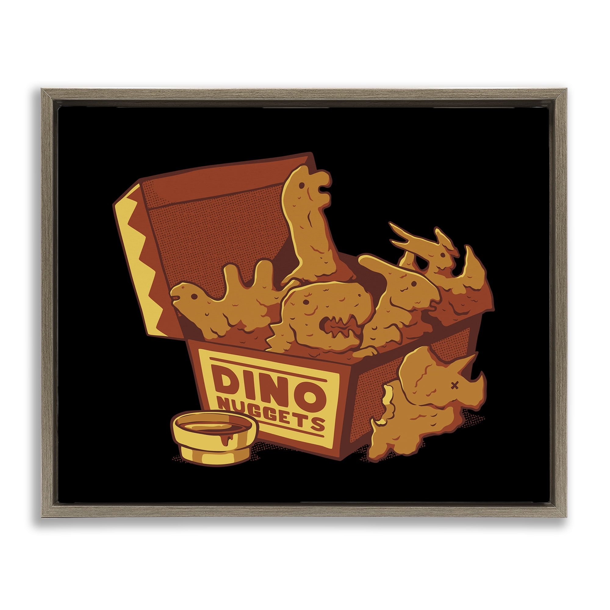 Stupell Industries Dino Nuggets with Sauce Brown Framed Floater Canvas Wall Art, design by Tobe Fonseca