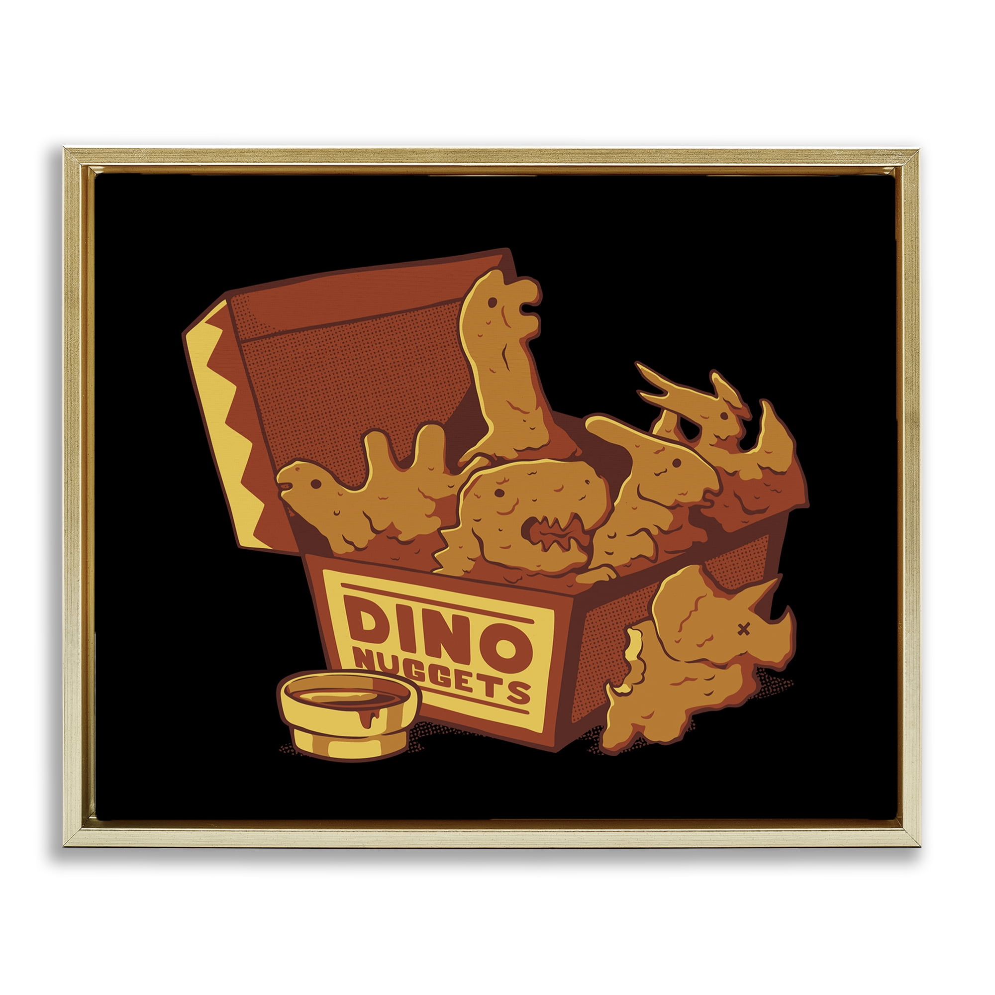 Stupell Industries Dino Nuggets with Sauce Gold Framed Floater Canvas Wall Art, design by Tobe Fonseca