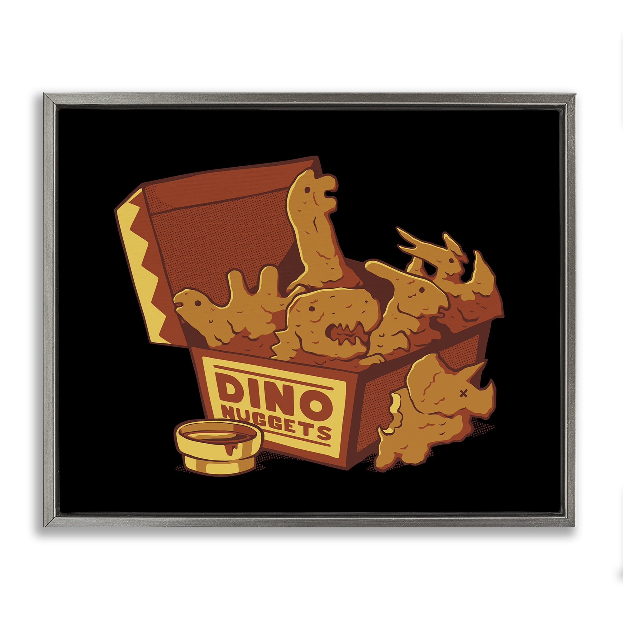 Stupell Industries Dino Nuggets with Sauce Gray Framed Floater Canvas Wall Art, design by Tobe Fonseca