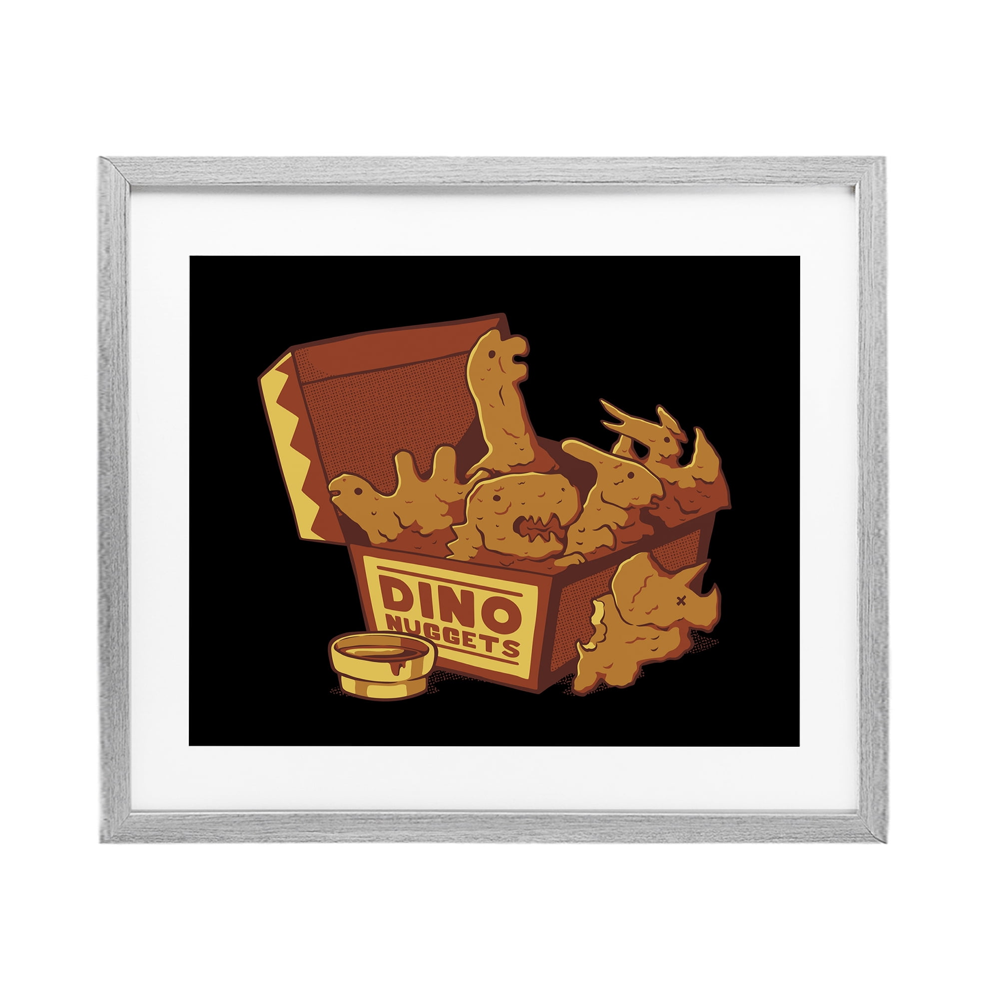 Stupell Industries Dino Nuggets with Sauce Gray Framed Print Under Glass, design by Tobe Fonseca