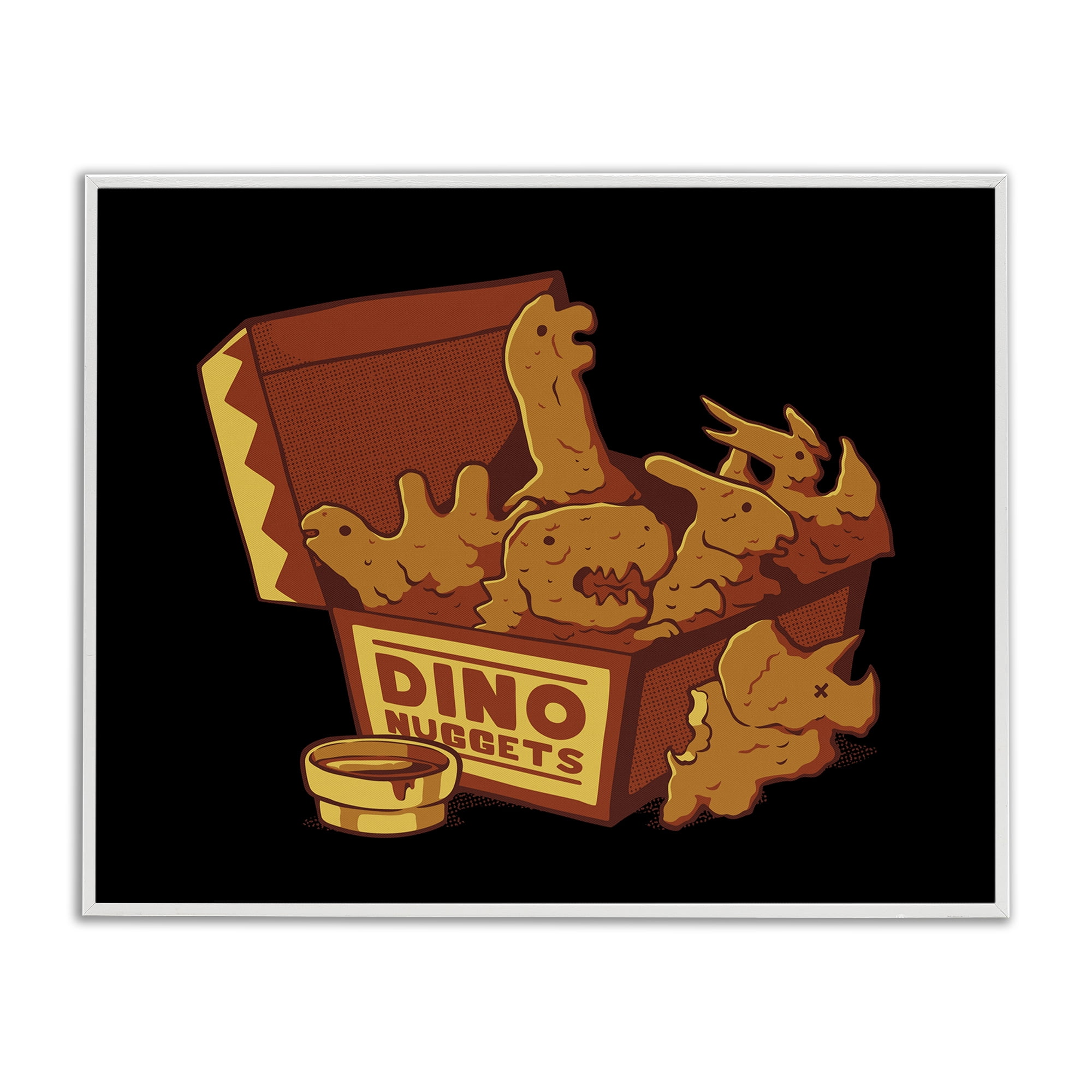 Stupell Industries Dino Nuggets with Sauce White Framed Giclee Art, design by Tobe Fonseca