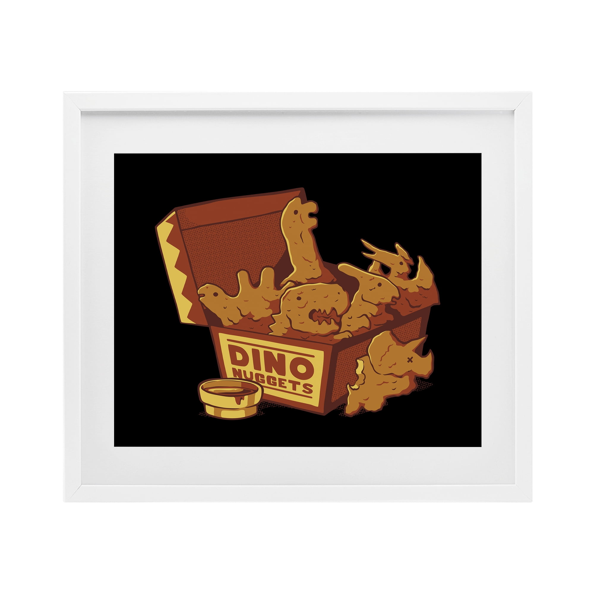 Stupell Industries Dino Nuggets with Sauce White Framed Print Under Glass, design by Tobe Fonseca