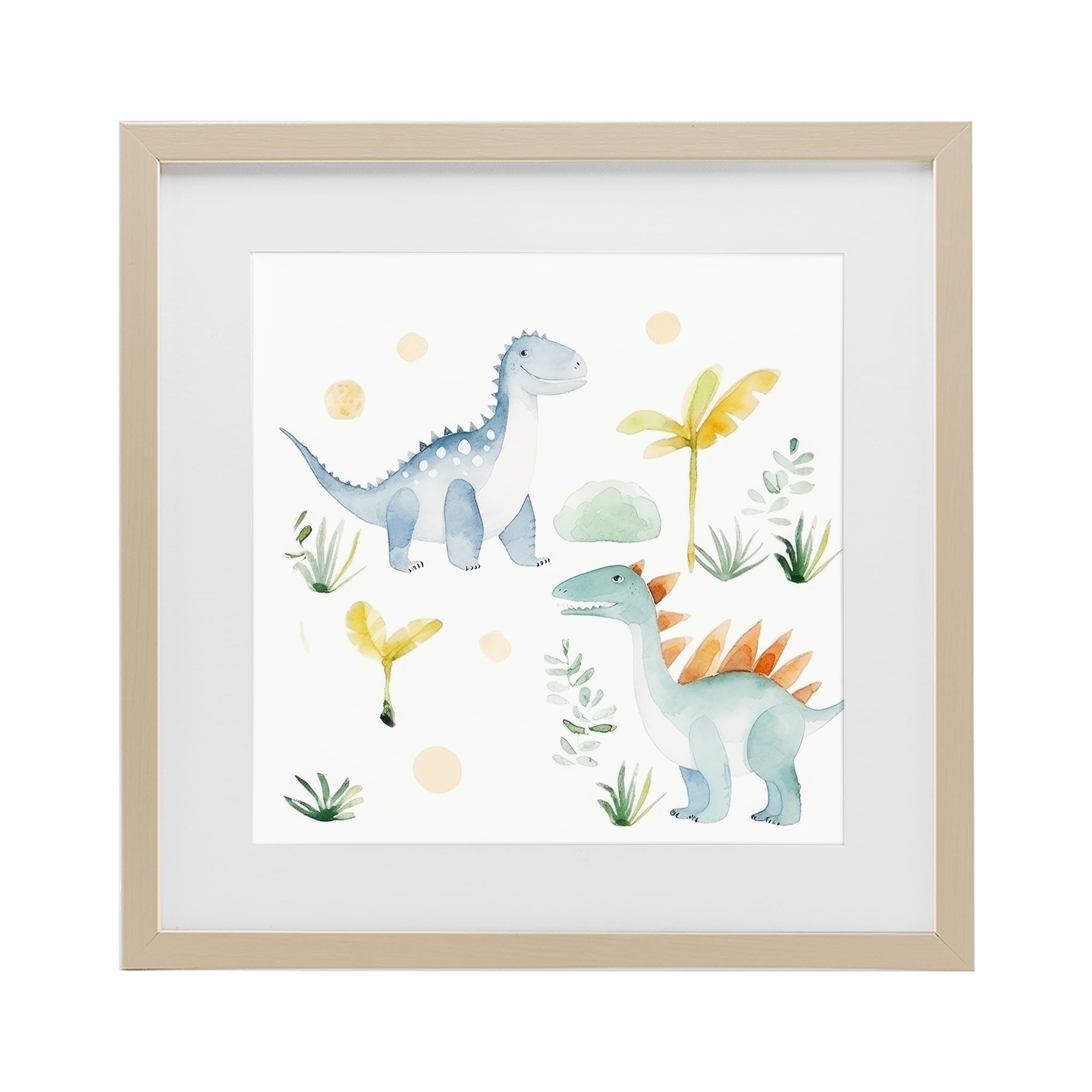 Stupell Industries Dino Wonderland Friends Birch Framed Print Under Glass, design by Lazar Studio