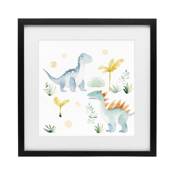 Stupell Industries Cottage Dino Wonderland Friends Black Framed Print Under Glass, 13 x 13, by Lazar Studio
