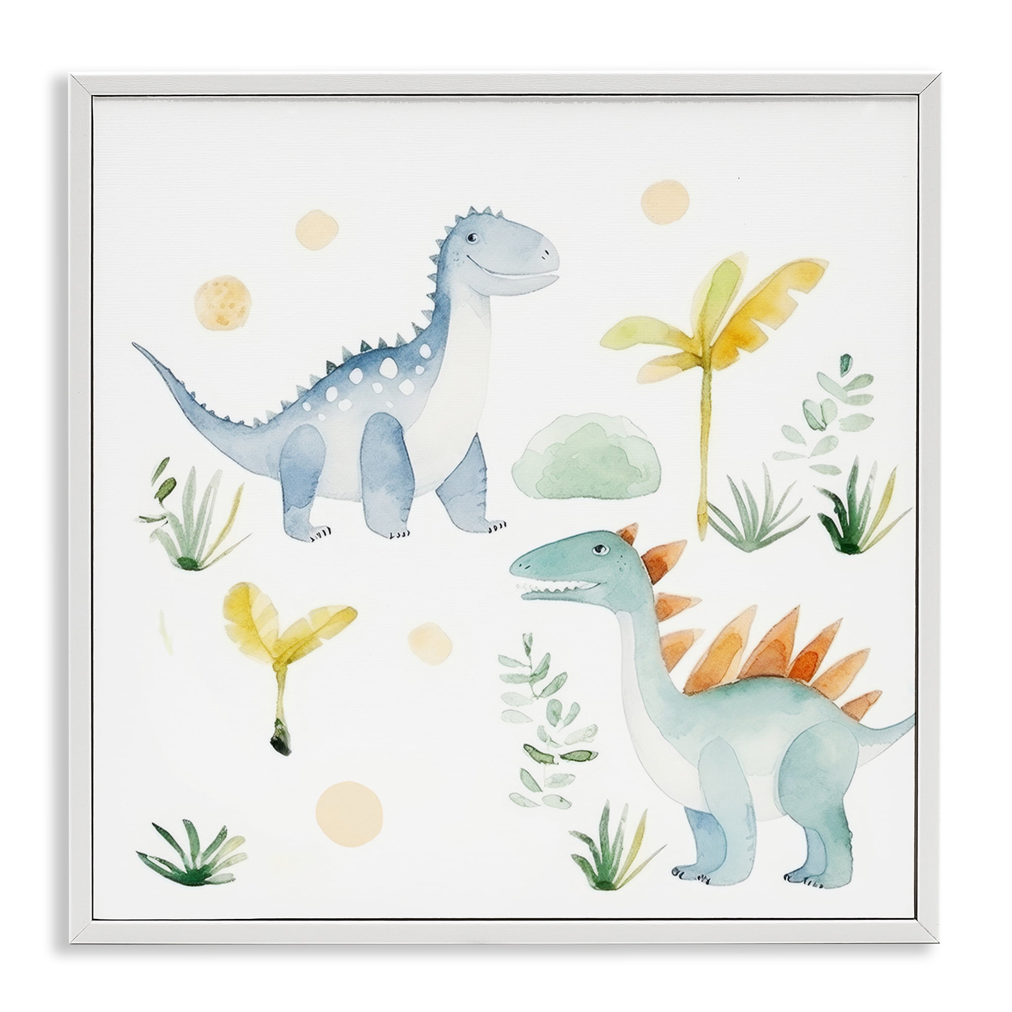 Stupell Industries Dino Wonderland Friends White Framed Giclee Art, design by Lazar Studio