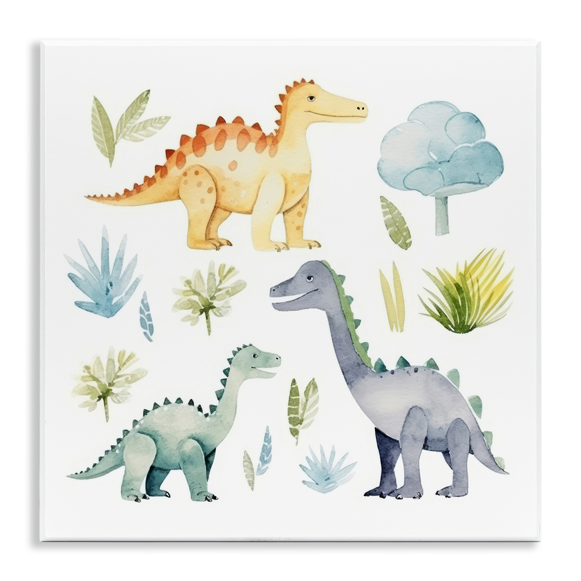 Stupell Industries Dino Wonderland Wonders Animals Painting Unframed Art Print Wall Art, 12 x 12