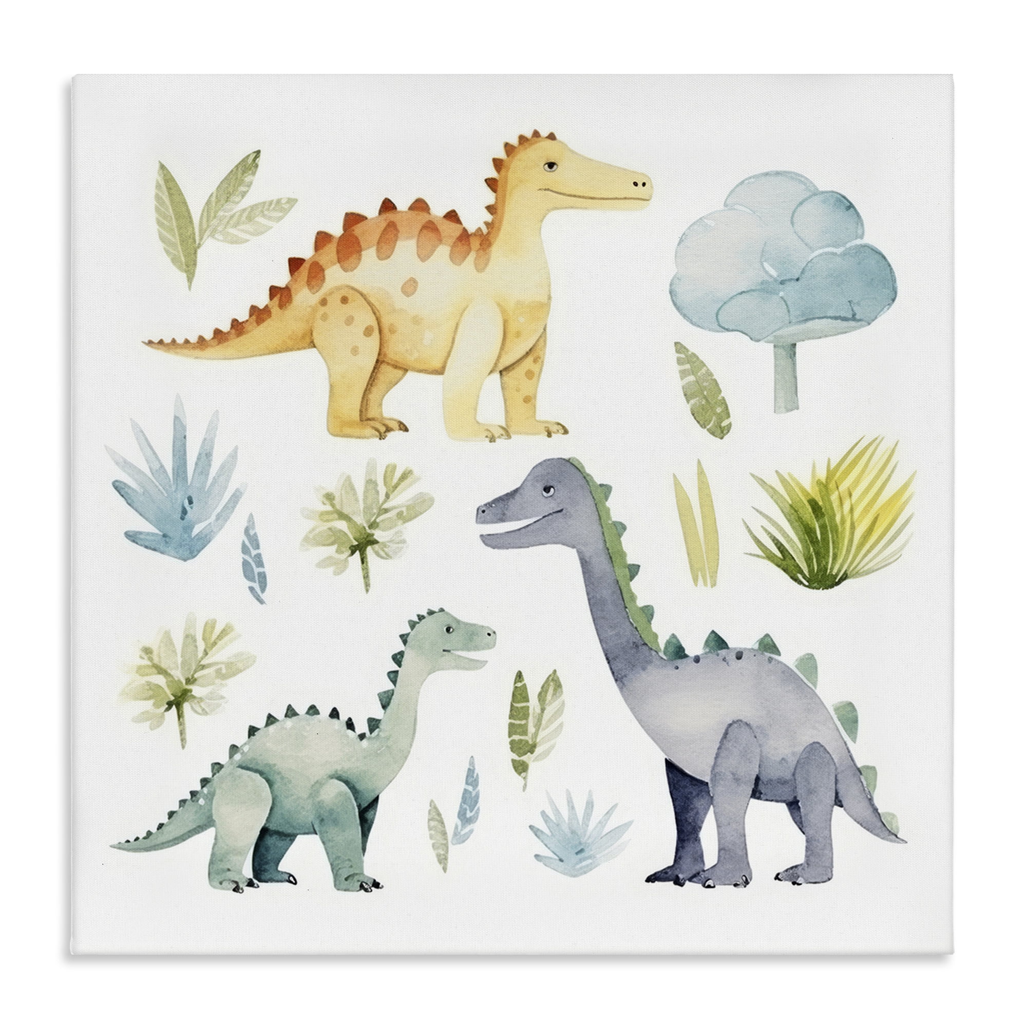 Stupell Industries Dino Wonderland Wonders Animals Painting Wrapped Canvas Art Print Wall Art, 17 x 17