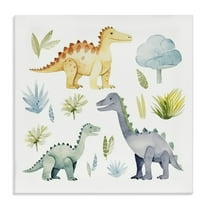 Stupell Industries Dino Wonderland Wonders Animals Painting Wrapped Canvas Art Print Wall Art, 17 x 17