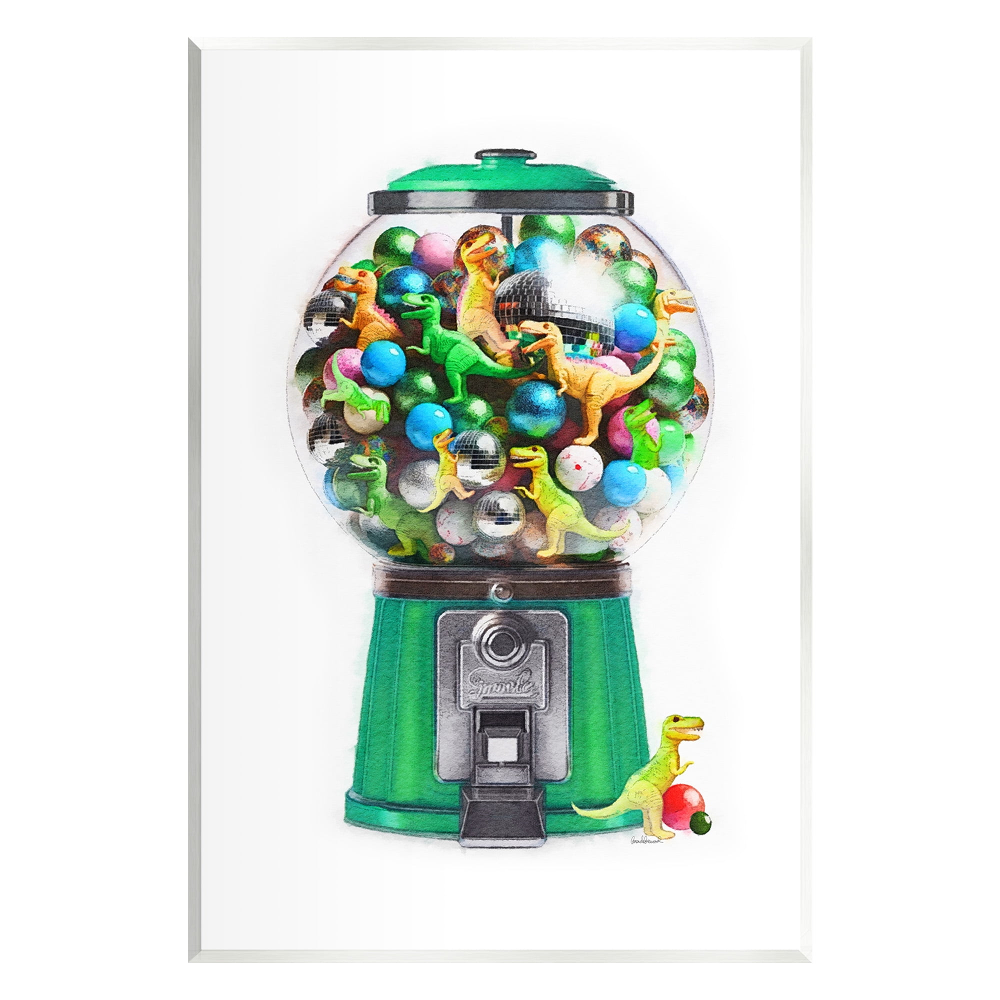 Stupell Industries Dinosaur Candy Dispenser Animals & Insects Painting Unframed Art Print Wall Art, 10 x 15
