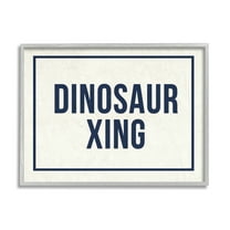 Stupell Industries Dinosaur Crossing Blue Kids Word Design, 16 x 20,Design by Daphne Polselli