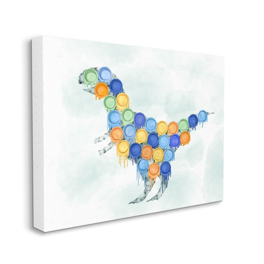 Stupell Industries Dinosaur Paint Cups Blue Orange Kids Design Canvas Wall Art by Ziwei Li