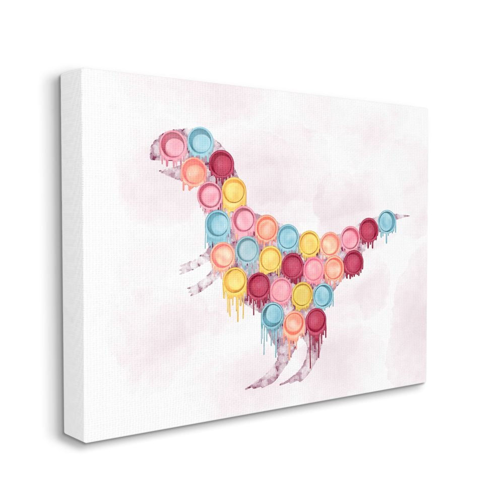 Stupell Industries Dinosaur Paint Cups Red Yellow Kids Design Canvas Wall Art by Ziwei Li