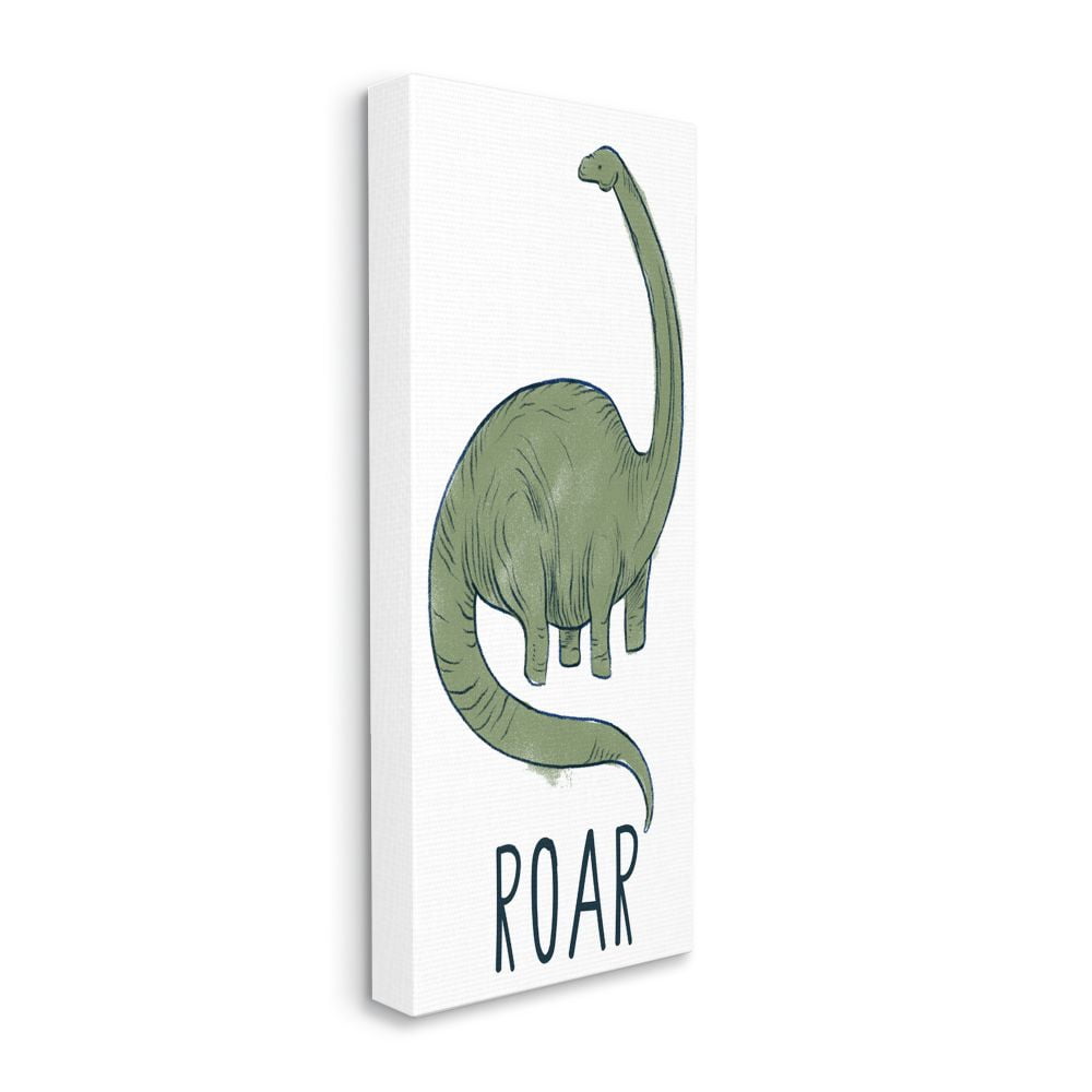 Stupell Industries Dinosaur Roar Brachiosaurus Illustration Green White Designed by Daphne Polselli
