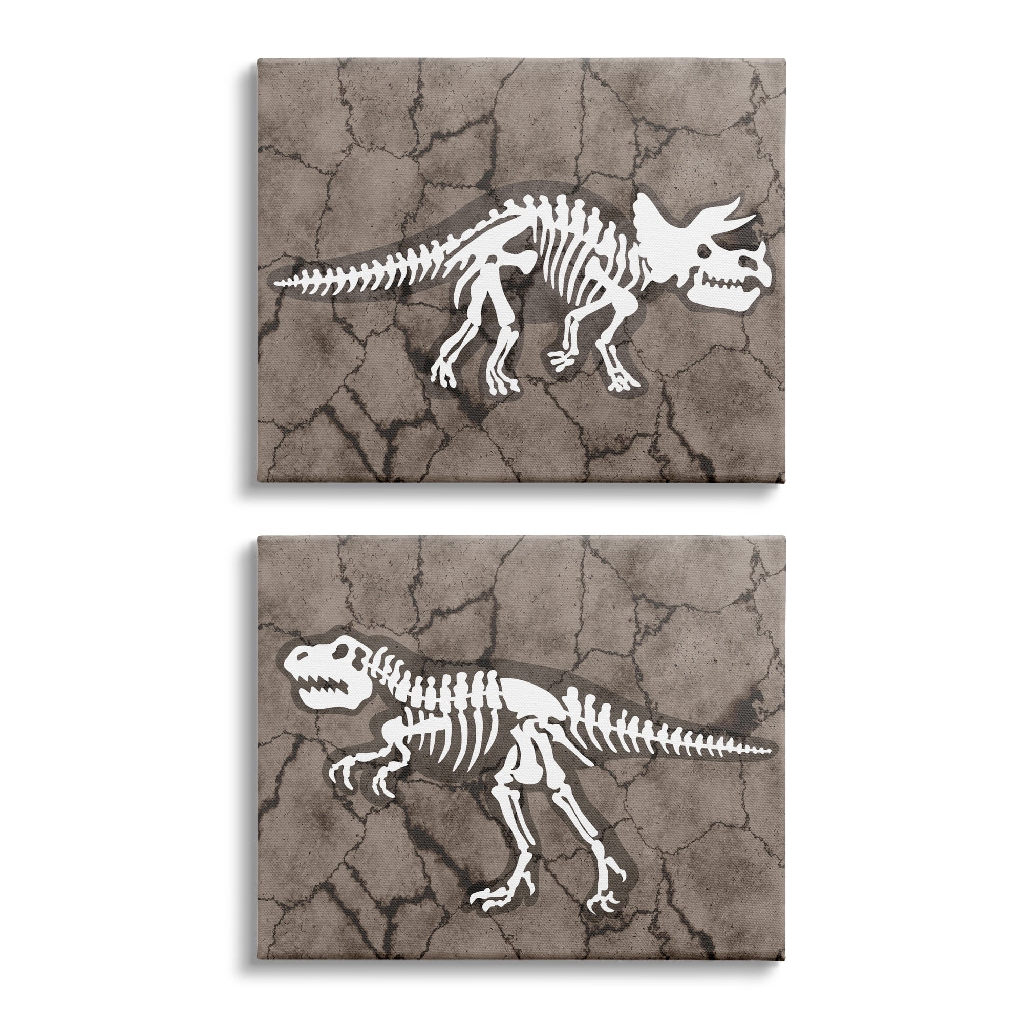 Stupell Industries Dinosaur Skeleton Artifacts Cracked Earth Pattern,2pc, each 24 x 30,Designed by Daphne Polselli