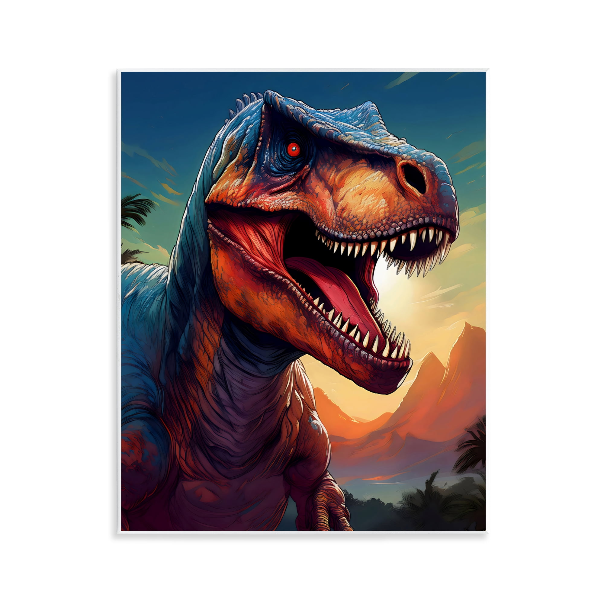 Stupell Industries Dinosaur with Sunset Landscape Wall Plaque Art, design by Creative Studio