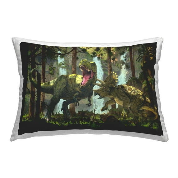 Stupell Industries Dinosaurs in Rainforest Decorative Printed Throw Pillow, 14 x 20