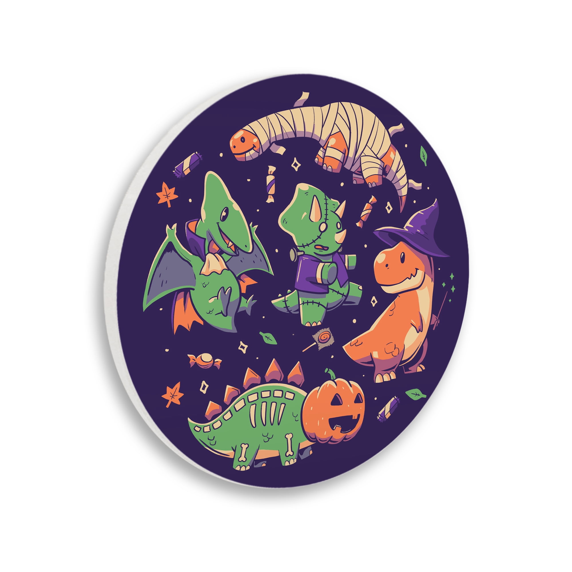 Stupell Industries Dinoween Halloween Dinosaurs Circular Wall Plaque, design by EduEly Designs