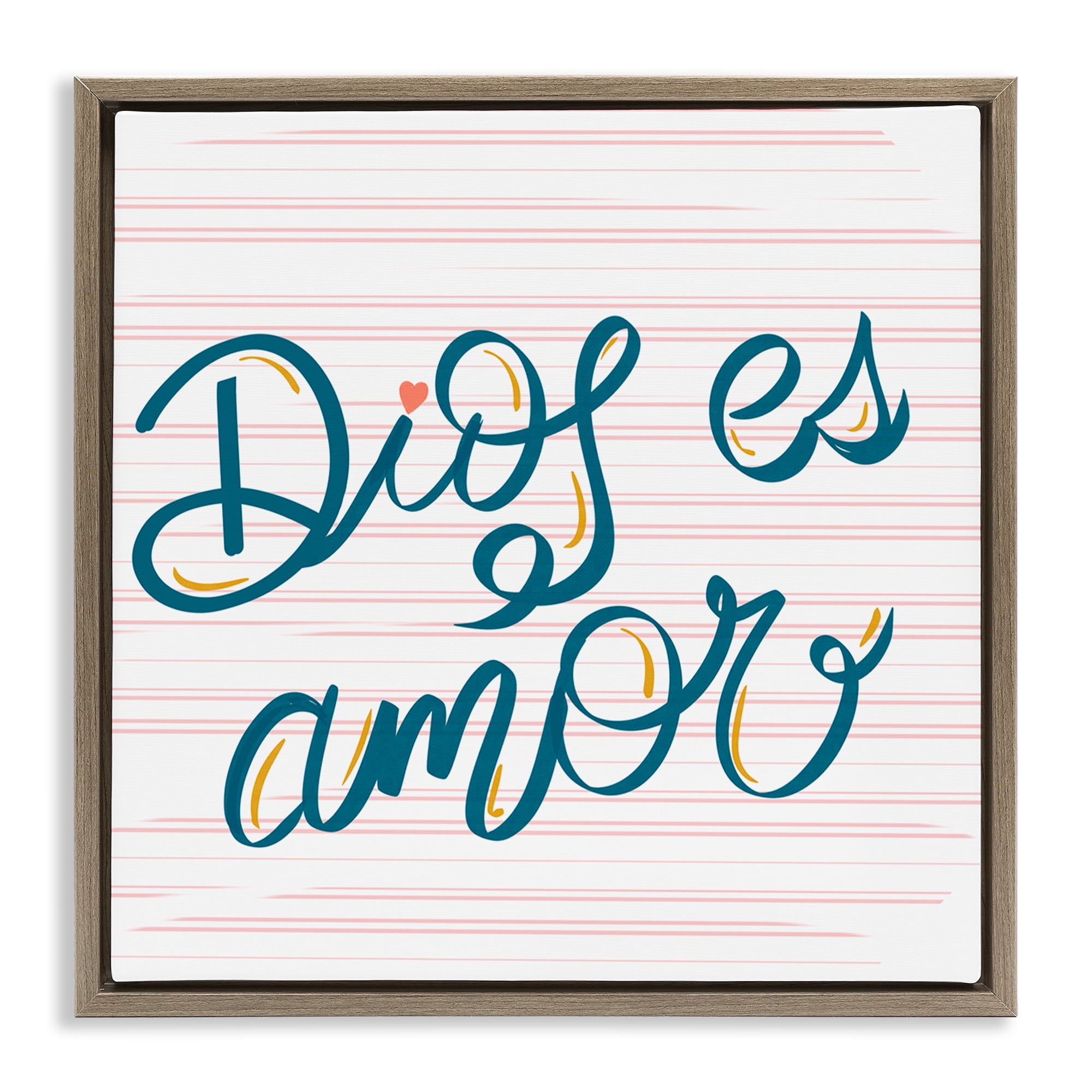 Stupell Industries Dios es Amor Inspirador Religious Quotes and Sayings Painting Brown Floater Framed Art Print Wall Art, 18 x 18