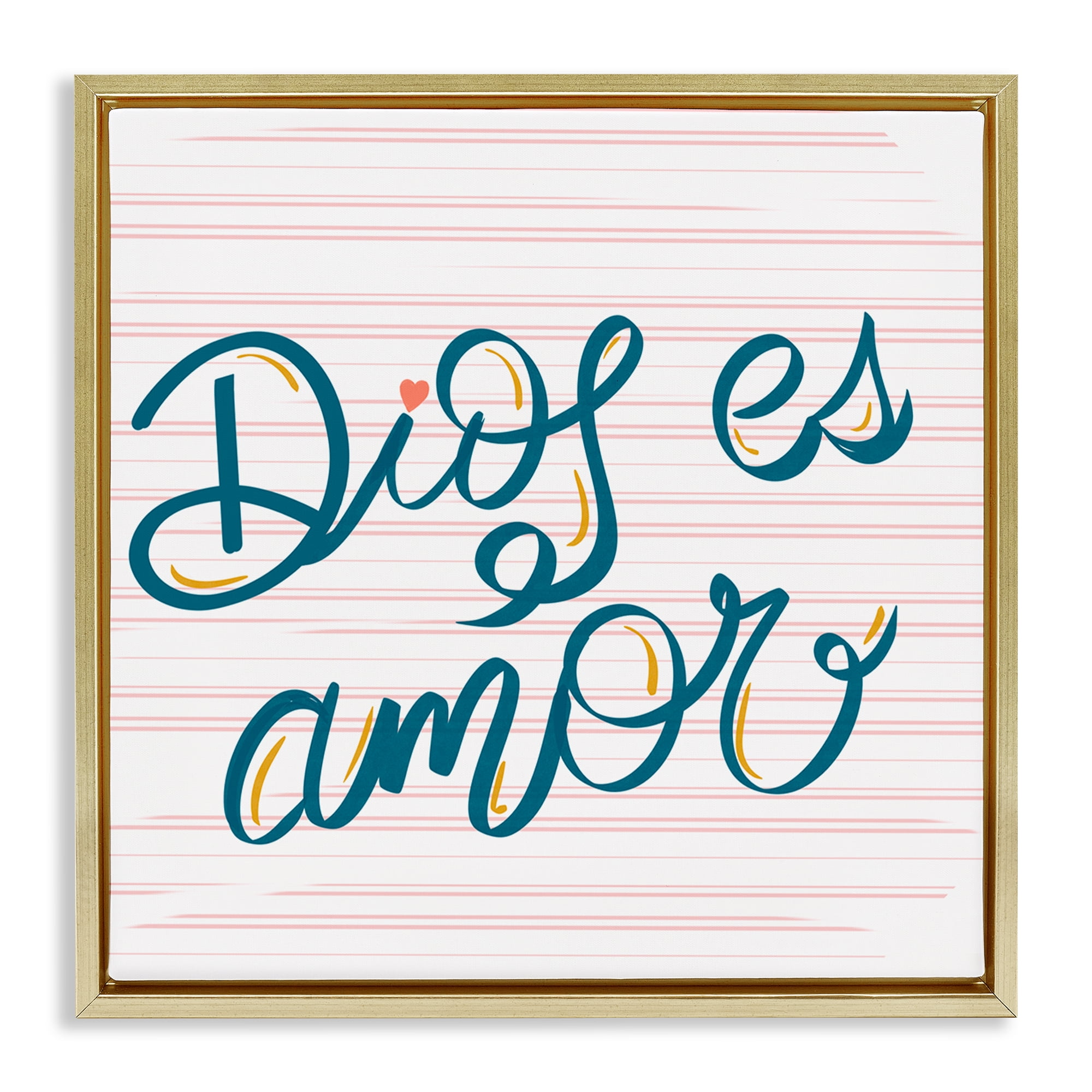 Stupell Industries Dios es Amor Inspirador Religious Quotes and Sayings Painting Gold Floater Framed Art Print Wall Art, 25 x 25