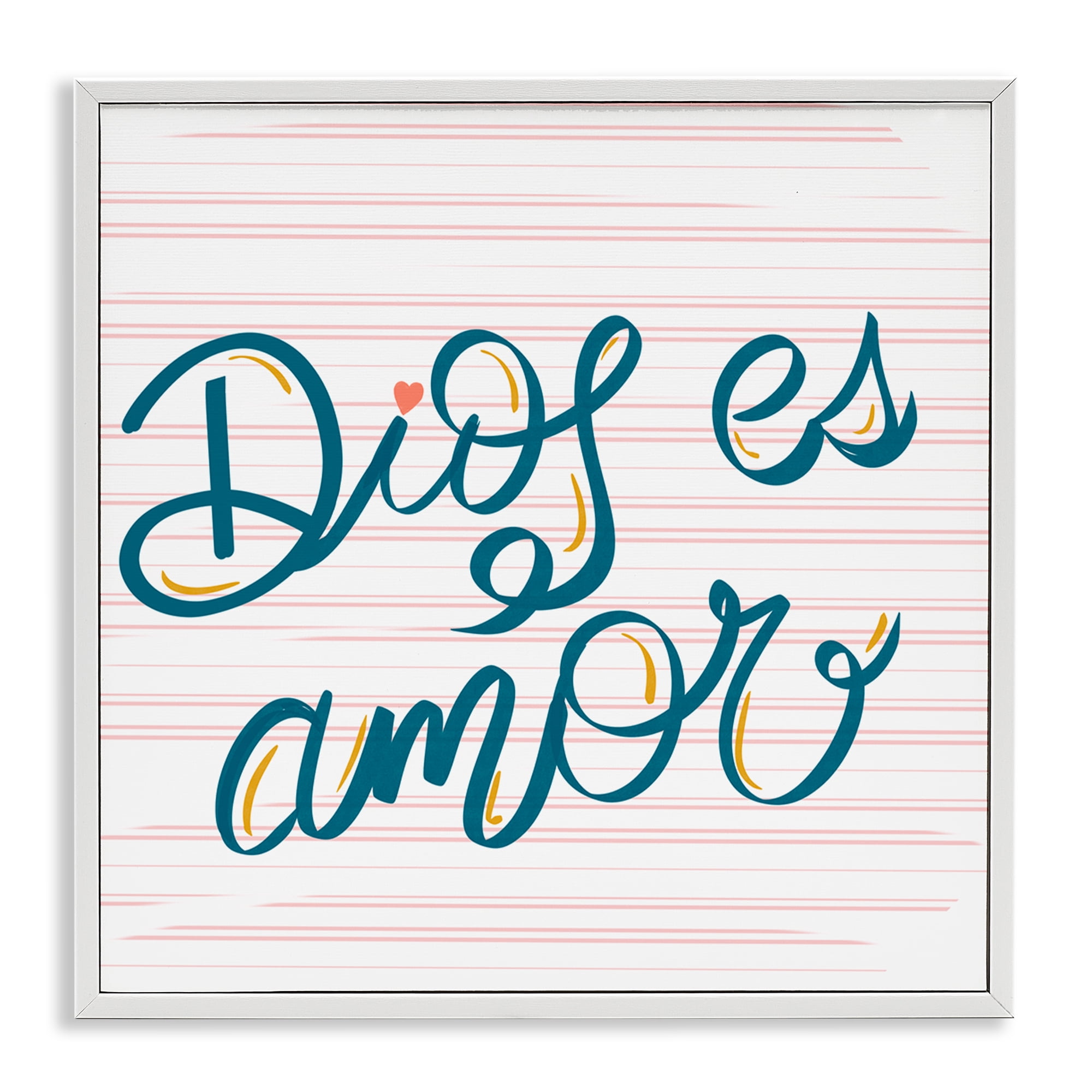 Stupell Industries Dios es Amor Inspirador Religious Quotes and Sayings Painting White Framed Art Print Wall Art, 24 x 24