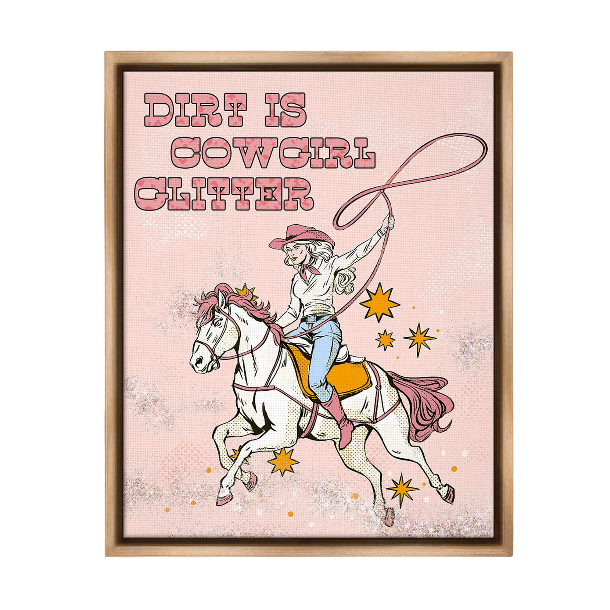 Stupell Industries Dirt Is Cowgirl Glitter Animals & Insects Painting Brown Floater Framed Canvas Art Print Wall Art, 25 x 31