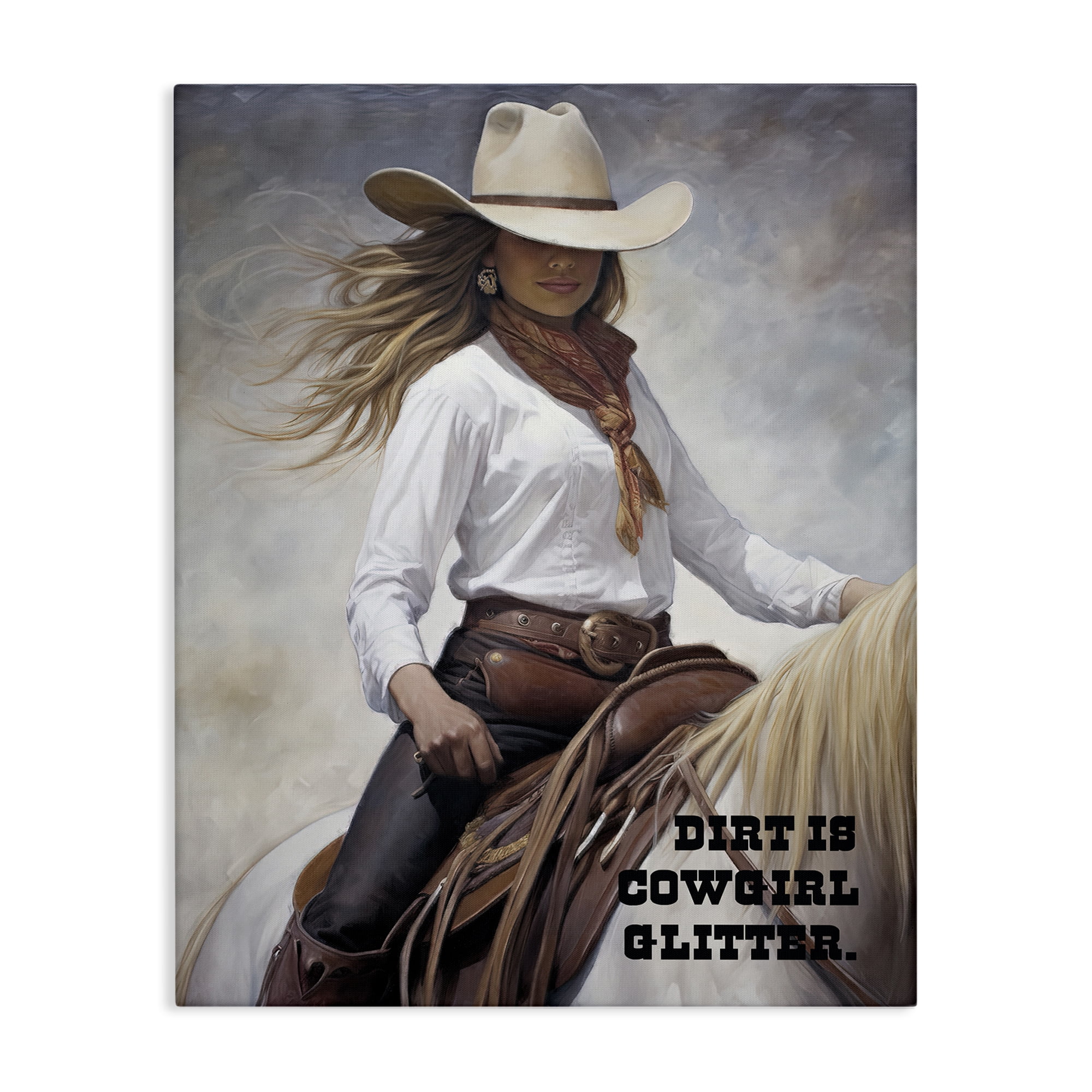 Stupell Industries Dirt Is Cowgirl Glitter People Painting Wrapped Canvas Art Print Wall Art, 24 x 30