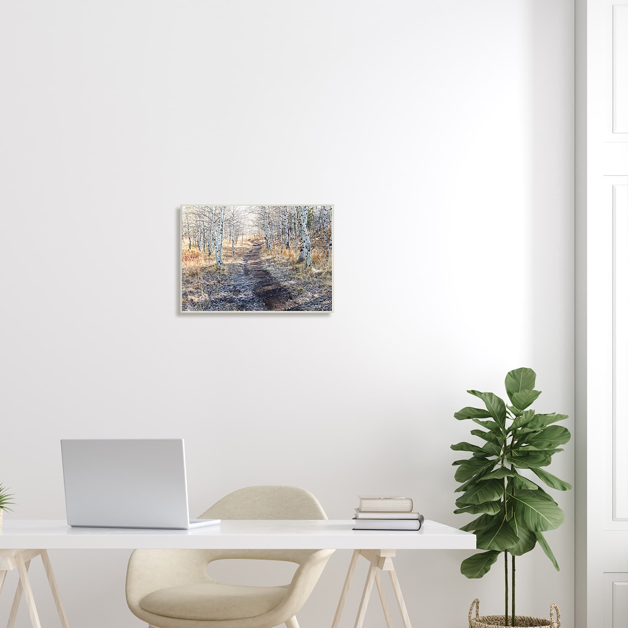 Stupell Industries Dirt Path Between Birch Tree Forest Woodland Scene Photograph Unframed Art Print Wall Art, Design by Steve Smith