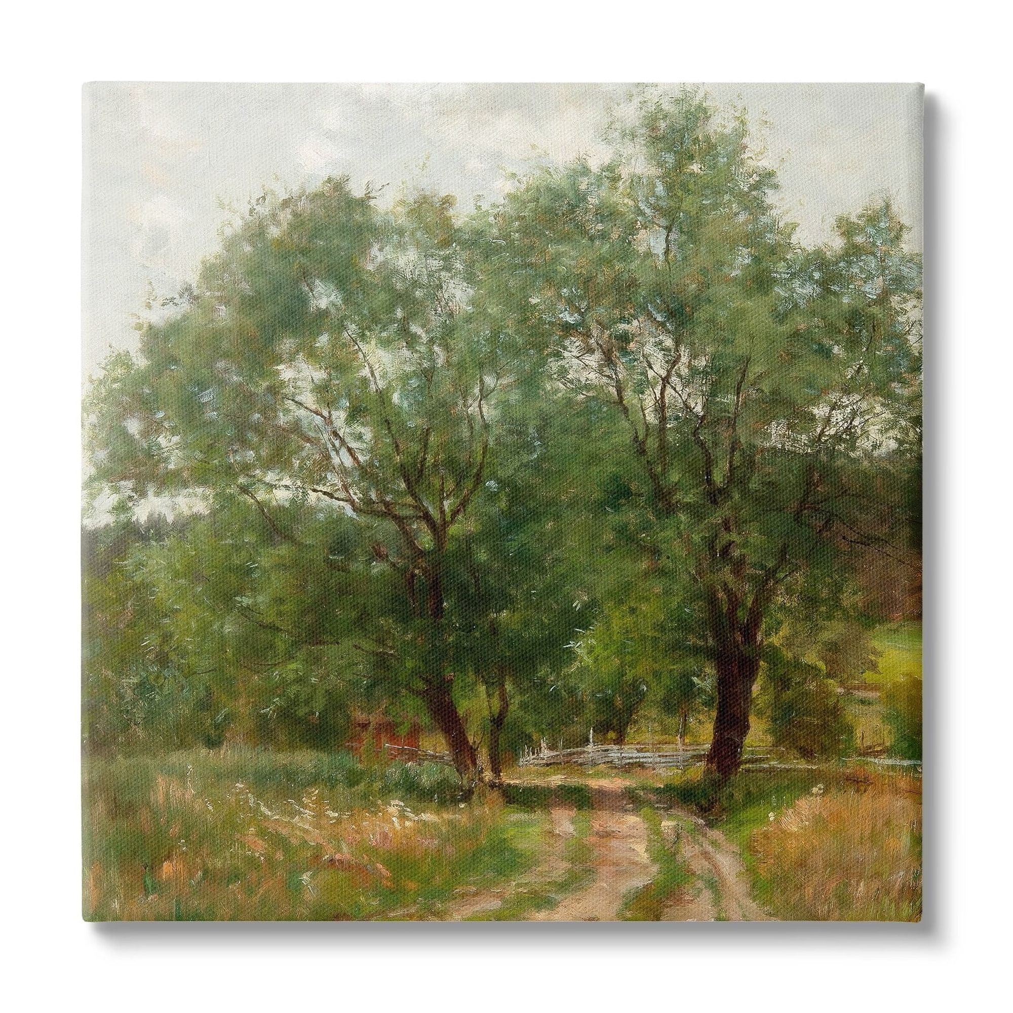 Stupell Industries Dirt Road Path Trees Rural Detailed Painting Canvas Wall Art, 17 x 17, Design by Alpenglow Workshop