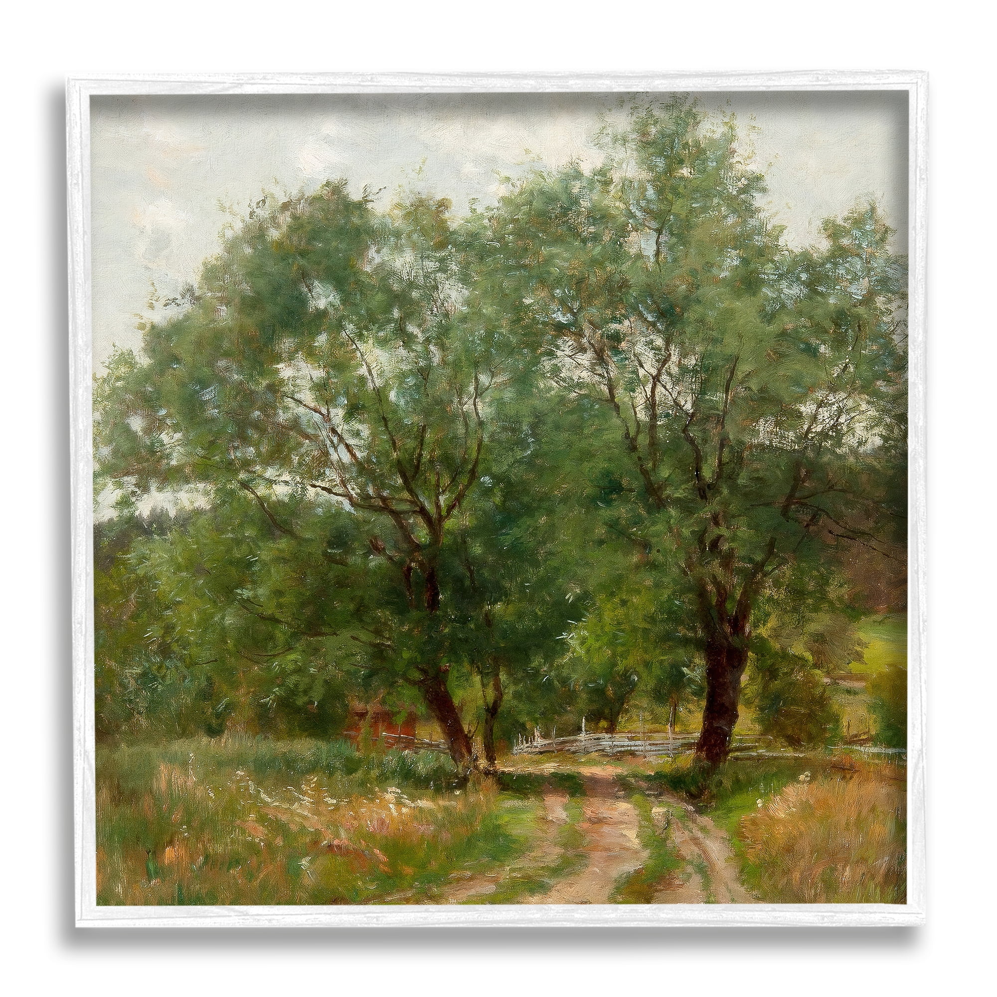 Stupell Industries Dirt Road Path Trees Rural Detailed Painting Framed Wall Art, 17 x 17, Design by Alpenglow Workshop