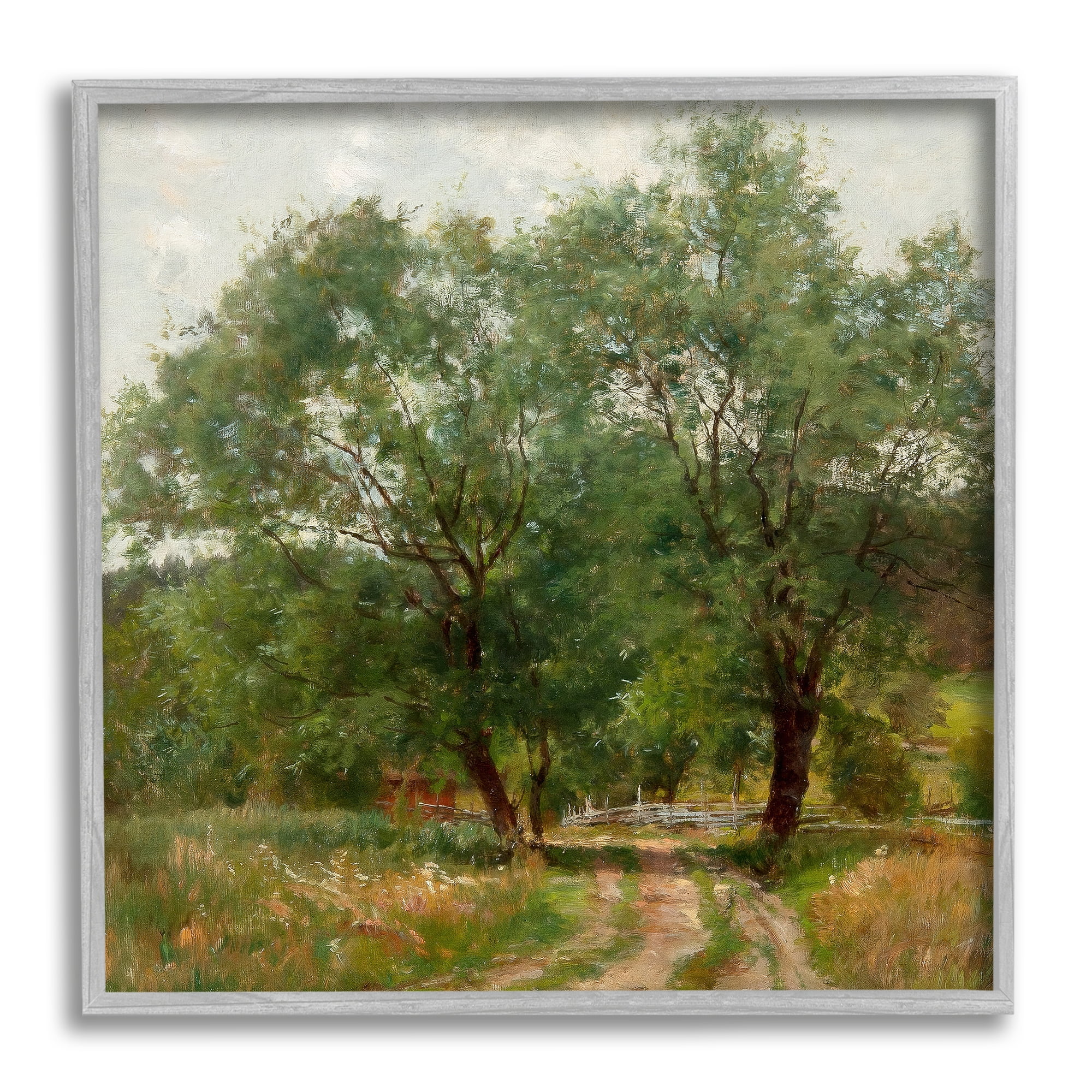 Stupell Industries Dirt Road Path Trees Rural Detailed Painting Framed Wall Art, 17 x 17, Design by Alpenglow Workshop