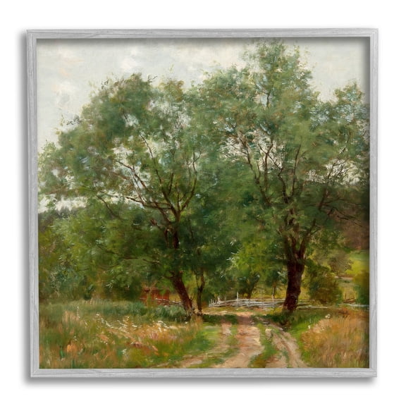 Stupell Industries Dirt Road Path Trees Rural Detailed Painting Framed Wall Art, 17 x 17, Design by Alpenglow Workshop