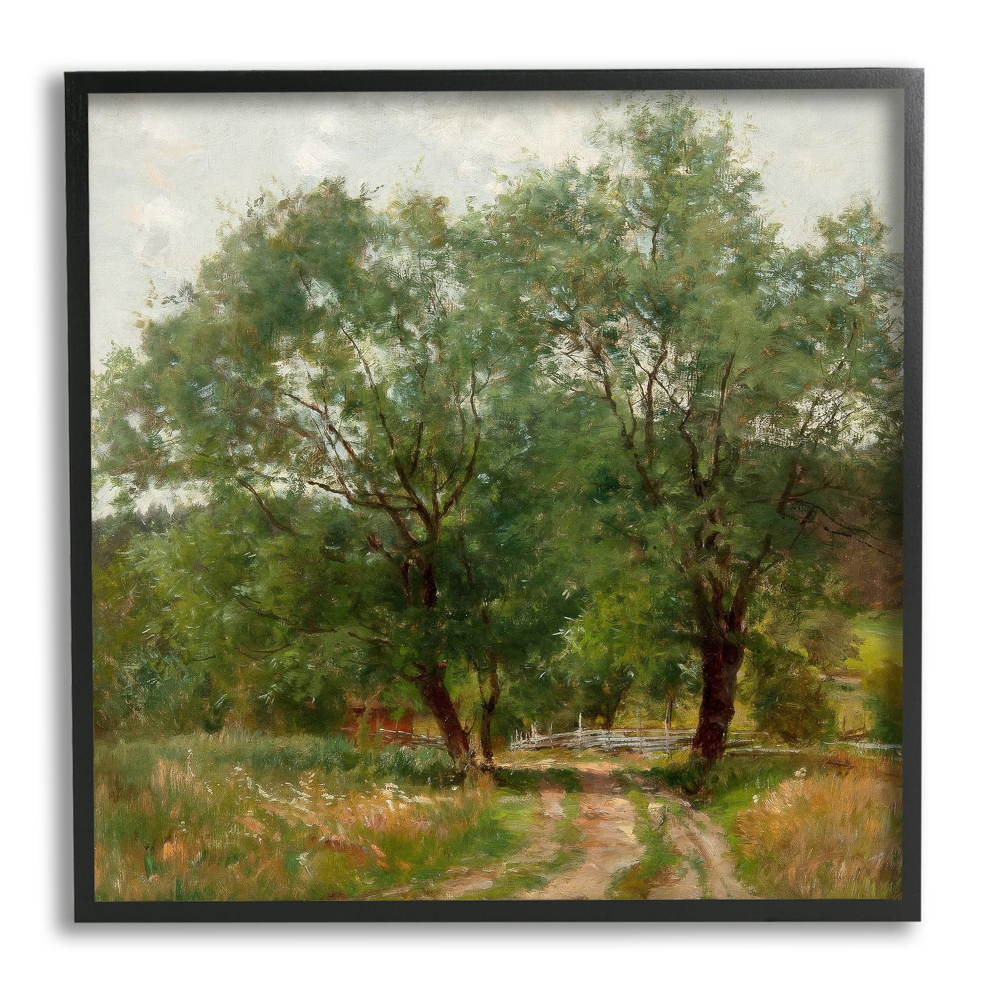 Stupell Industries Dirt Road Path Trees Rural Detailed Painting Framed Wall Art, 24 x 24, Design by Alpenglow Workshop