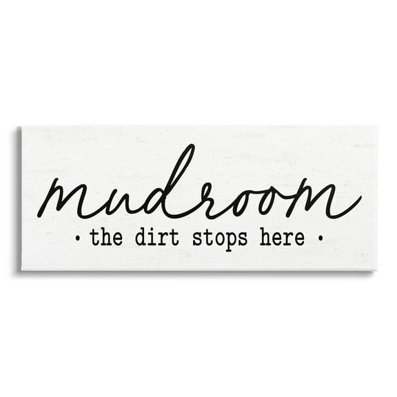 Stupell Industries Dirt Stops Here Mudroom Sign Rustic Grain Pattern Graphic Art Gallery Wrapped Canvas Print Wall Art, Design by Lettered and Lined