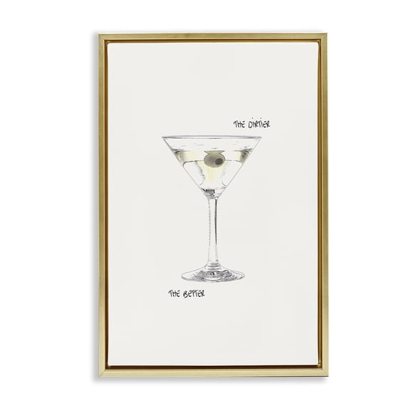 Stupell Industries Eclectic Dirtier The Better Martini Gold Floating Frame Canvas Art, 21 x 31, by Graffitee Studios
