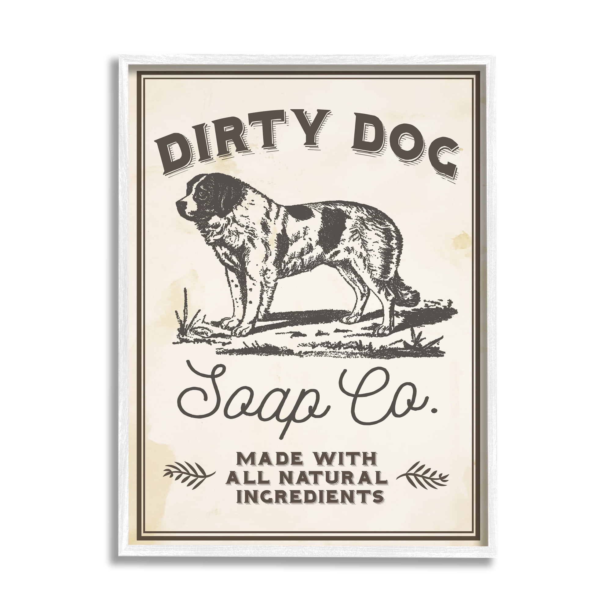 Stupell Industries Dirty Dog Soap Co Vintage Sign Graphic Art White Framed Art Print Wall Art, 11x14, by Daphne Polselli