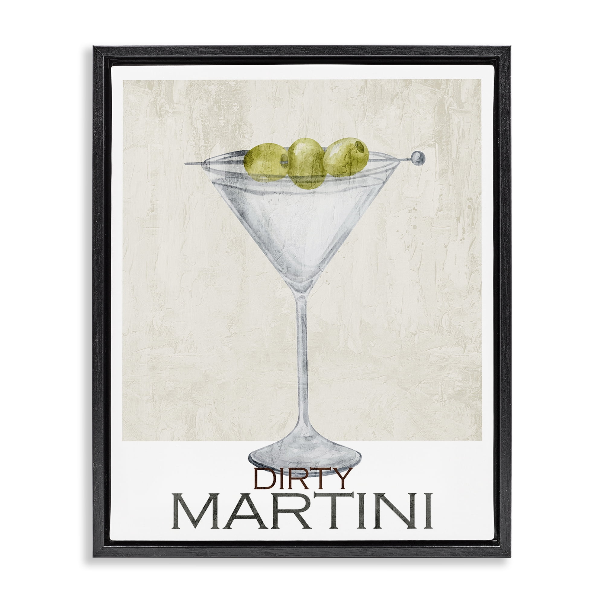 Stupell Industries Dirty Martini Olives Black Framed Floater Canvas Wall Art, design by Kim Allen