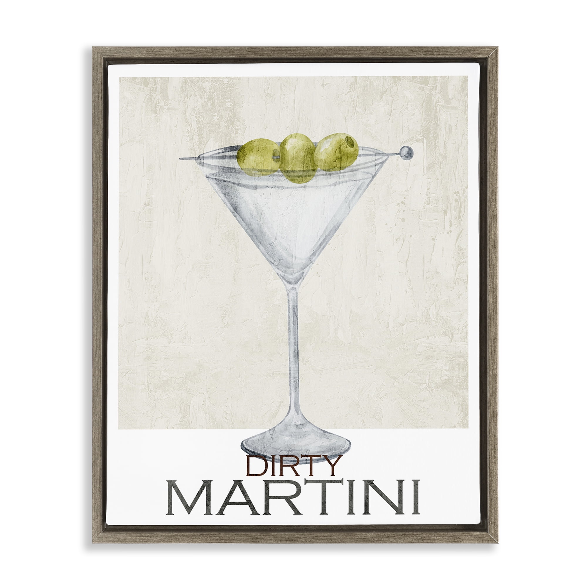 Stupell Industries Dirty Martini Olives Brown Framed Floater Canvas Wall Art, design by Kim Allen