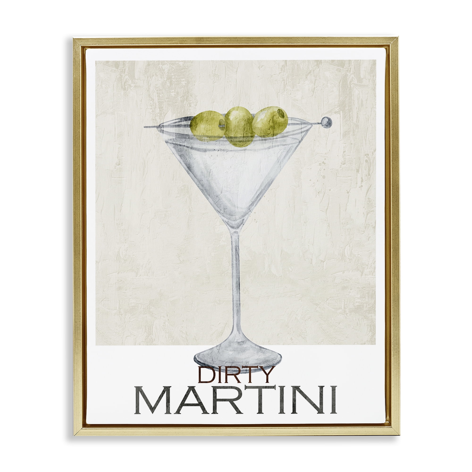 Stupell Industries Dirty Martini Olives Gold Framed Floater Canvas Wall Art, design by Kim Allen
