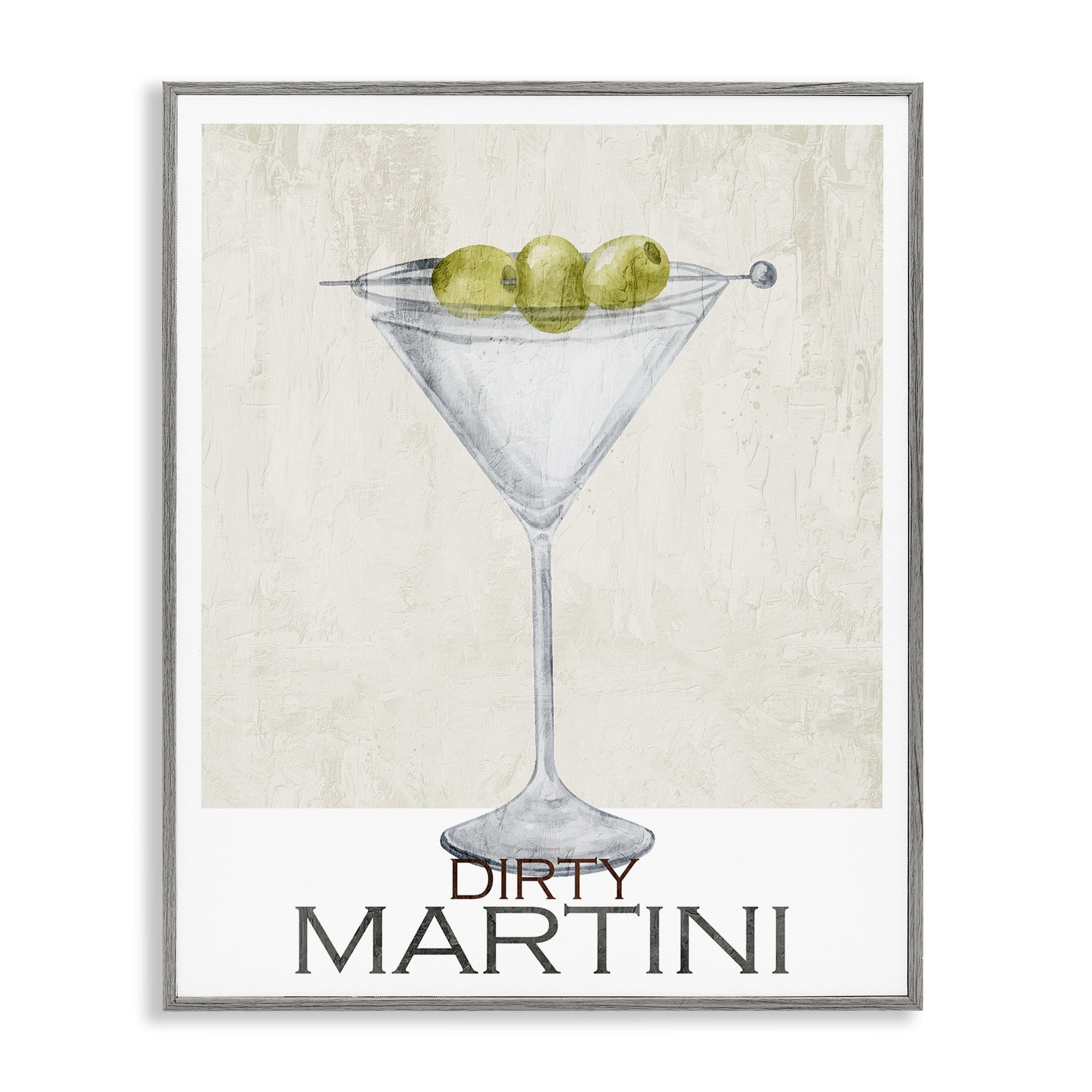 Stupell Industries Dirty Martini Olives Gray Framed Giclee Art, design by Kim Allen