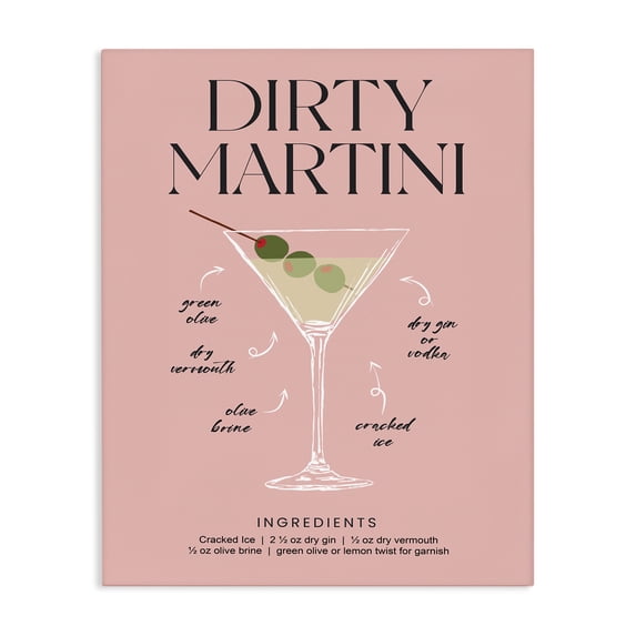 Stupell Industries Contemporary Dirty Martini Pink Recipe Canvas Art, 16 x 20, by Lettered and Lined