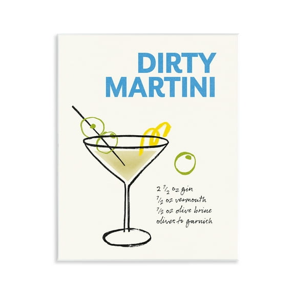 Stupell Industries Dirty Martini Recipe Food & Beverage Painting Unframed Art Print Wall Art, 11 x 14