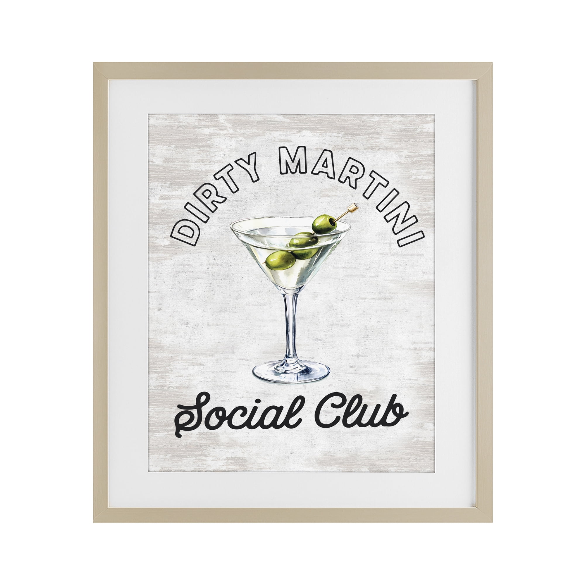 Stupell Industries Dirty Martini Social Club Birch Framed Print Under Glass, design by Lettered and Lined