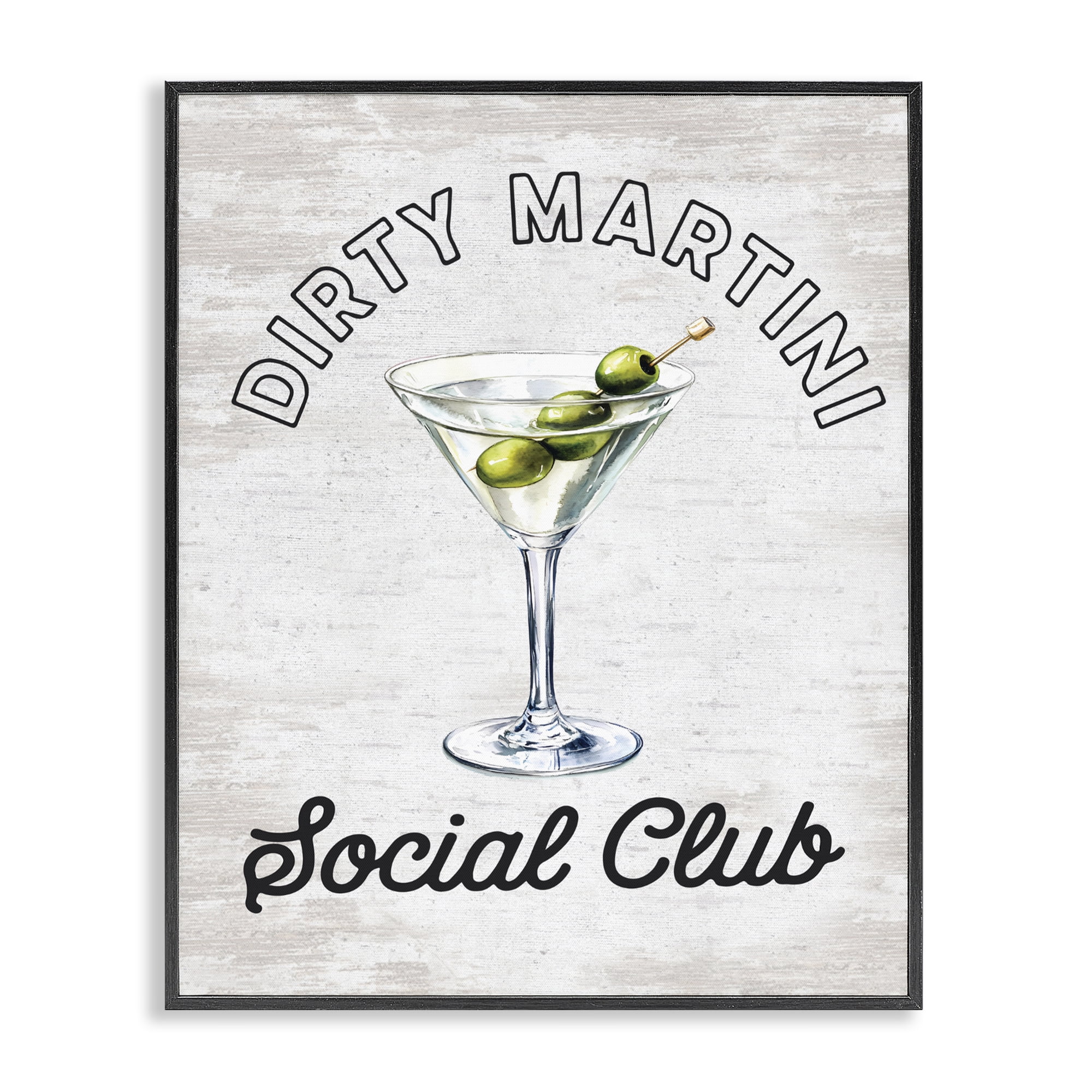 Stupell Industries Dirty Martini Social Club Black Framed Giclee Art, design by Lettered and Lined