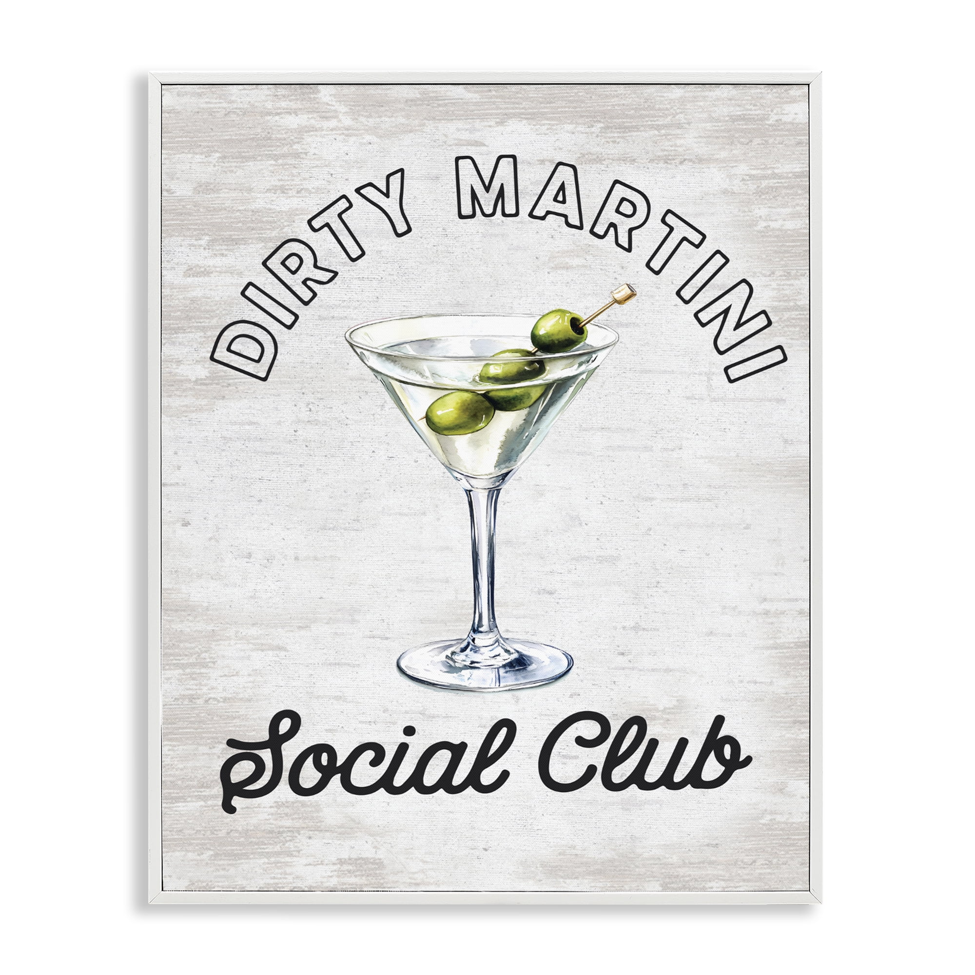 Stupell Industries Dirty Martini Social Club White Framed Giclee Art, design by Lettered and Lined